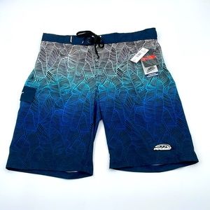 Pipeline Boardshorts Board Shorts Swim Trunks Blue‎ Leaves NWT - Various sizes